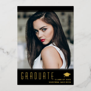 Modern Elegant Afstuderen stijlvolle foto Folie Uitnodiging