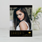 Modern Elegant Afstuderen stijlvolle foto Folie Uitnodiging (Staand Voorkant)