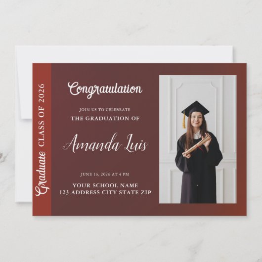 Modern Elegant Afstuderen Uitnodiging (Voorkant)