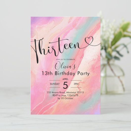 Modern Elegant Agate Derderdertiende verjaardag Ui Kaart (Staand voorkant)