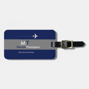 Modern Elegant Air Travel Blue Bagagelabel