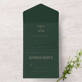 Modern & Elegant alles in één groene invitatie Kaa All In One Uitnodiging