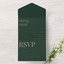 Modern & Elegant alles in één groene invitatie Kaa All In One Uitnodiging