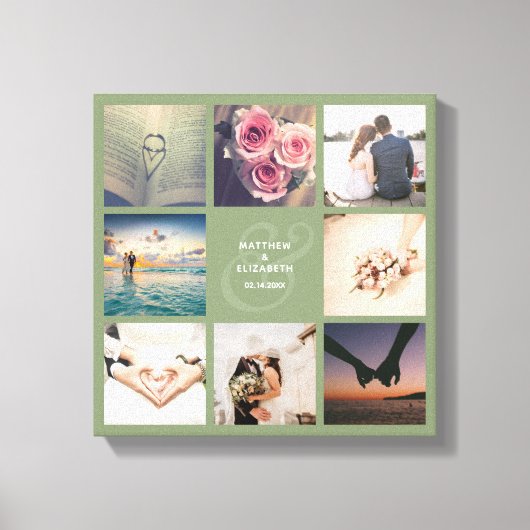 Modern Elegant Ampersand Wedding Photo Collage Canvas Afdruk (Voorkant)