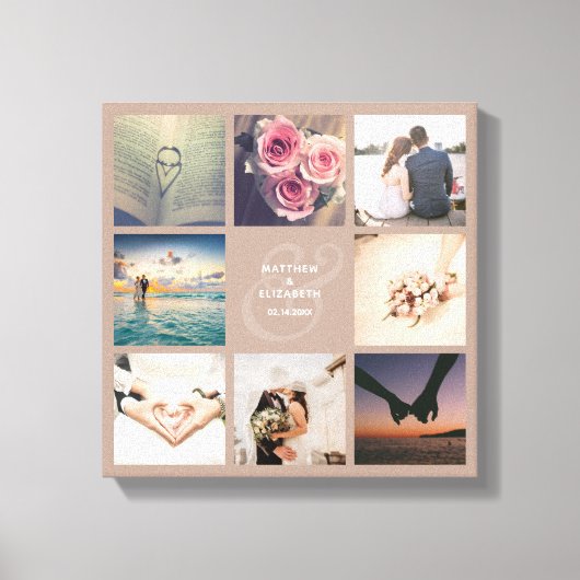 Modern Elegant Ampersand Wedding Photo Collage Canvas Afdruk (Voorkant)