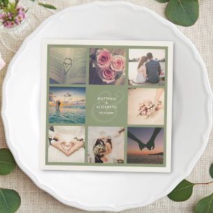 Modern Elegant Ampersand Wedding Photo Collage Servet