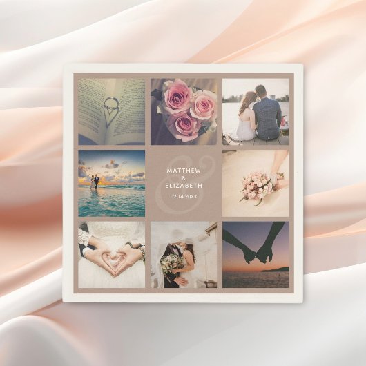 Modern Elegant Ampersand Wedding Photo Collage Servet