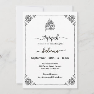 Modern elegant Aqeeqah- Aqiqah- Uitnodiging