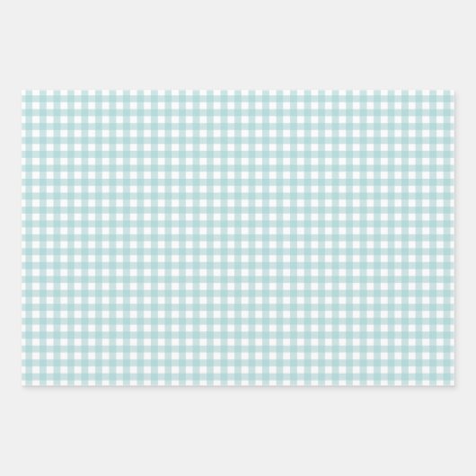 Modern Elegant Aqua Blue Gingham Check Patroon Inpakpapier Vel (Voorkant)
