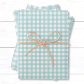 Modern Elegant Aqua Blue Gingham Check Patroon Inpakpapier Vel