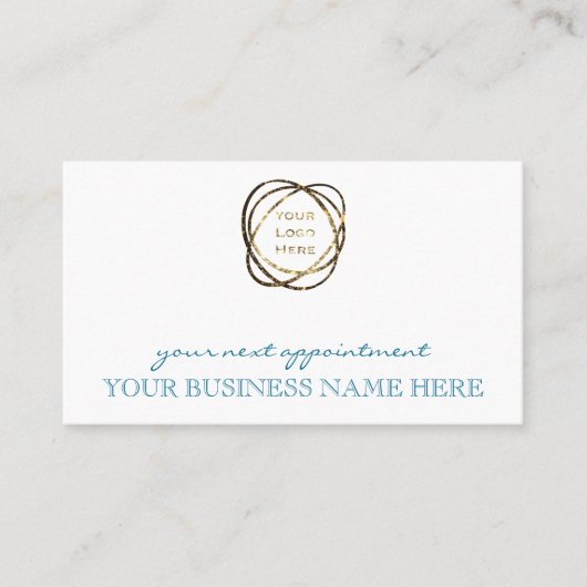 Modern Elegant Aqua Custom Business Logo Afsprakenkaartje (Voorkant)