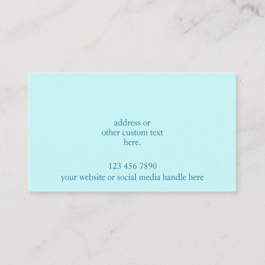 Modern Elegant Aqua Custom Business Logo Visitekaartje (Achterkant)