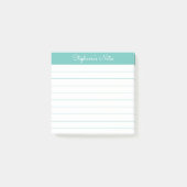 Modern Elegant Aqua Personalized Lined Post-it® Notes (Voorkant)
