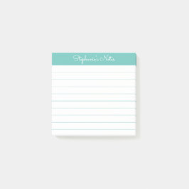 Modern Elegant Aqua Personalized Lined Post-it® Notes