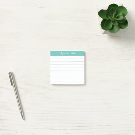 Modern Elegant Aqua Personalized Lined Post-it® Notes (Kantoor)