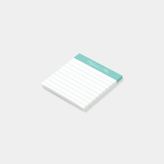 Modern Elegant Aqua Personalized Lined Post-it® Notes (Schuin)