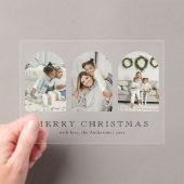 Modern Elegant Arch 3 Photo Collage Christmas Card Acryl Uitnodigingen (Insitu (Draagbaar))