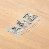 Modern Elegant Arch 3 Photo Collage Christmas Card Acryl Uitnodigingen (Laagn)