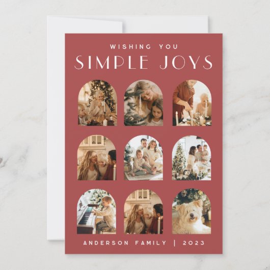 Modern Elegant Arch Curve Merry kerstfoto Feestdagenkaart (Achterkant)