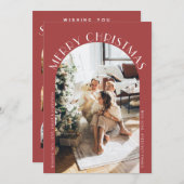 Modern Elegant Arch Curve Merry kerstfoto Feestdagenkaart (Voorkant / Achterkant)