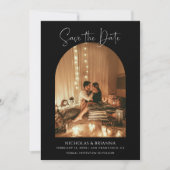 Modern Elegant Arch Foto Black White Boho Wedding Save The Date (Voorkant)