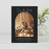 Modern Elegant Arch Foto Black White Boho Wedding Save The Date (Staand voorkant)