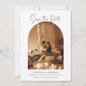 Modern Elegant Arch Foto White Boho Wedding Save The Date (Voorkant)