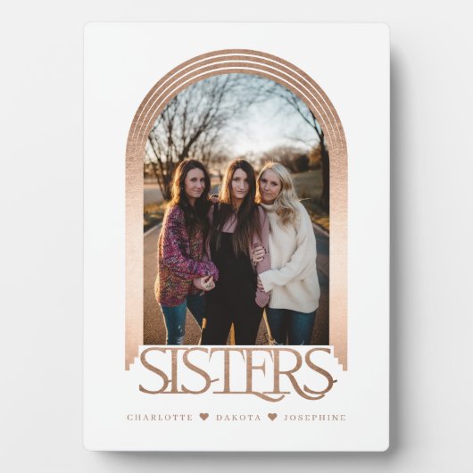 Modern Elegant Arch Lijst Sisters Photo Keepomwill Fotoplaat (voorkant)
