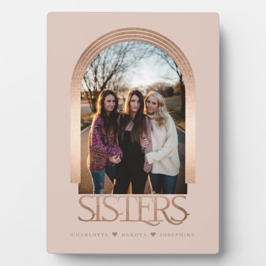 Modern Elegant Arch Lijst Sisters Photo Keepomwill Fotoplaat (voorkant)