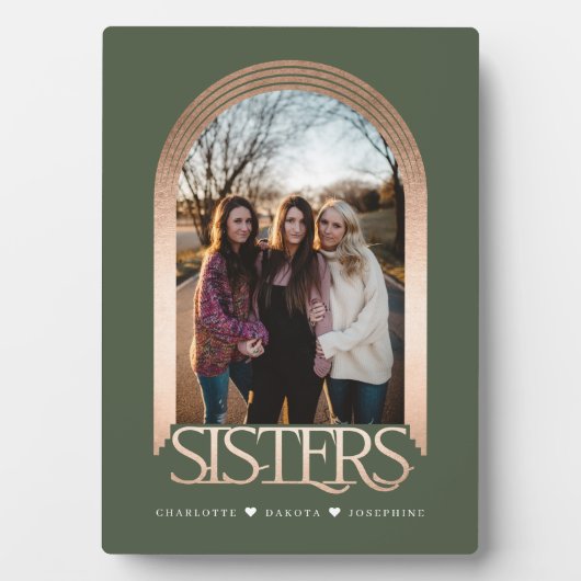 Modern Elegant Arch Lijst Sisters Photo Keepomwill Fotoplaat (voorkant)