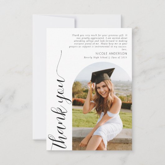 Modern Elegant Arch Photo Script Afstuderen Bedankkaart (Voorkant)