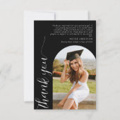 Modern Elegant Arch Photo Script Afstuderen Black Bedankkaart (Voorkant)