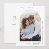 Modern Elegant Arch Photo Wedding Verloving Aankondiging (Voorkant / Achterkant)