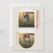 Modern Elegant Arched Family Photo Christmas Feestdagenkaart (Voorkant)