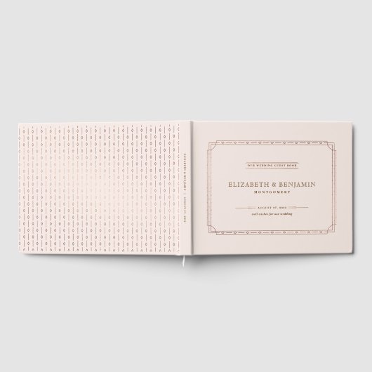 Modern Elegant Art Deco Blush Roos Goud Gastenboek (Volledig)