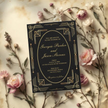 Modern Elegant Art Deco Wedding Invitation