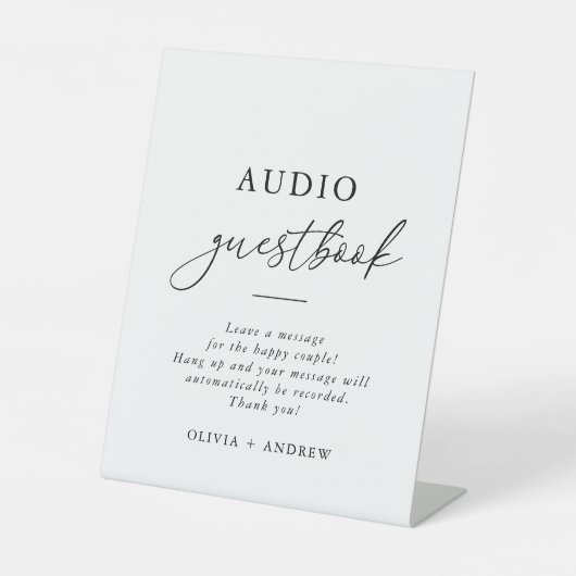 Modern Elegant Audio Guestbook Reclamebord Met Voetstuk (Voorkant)