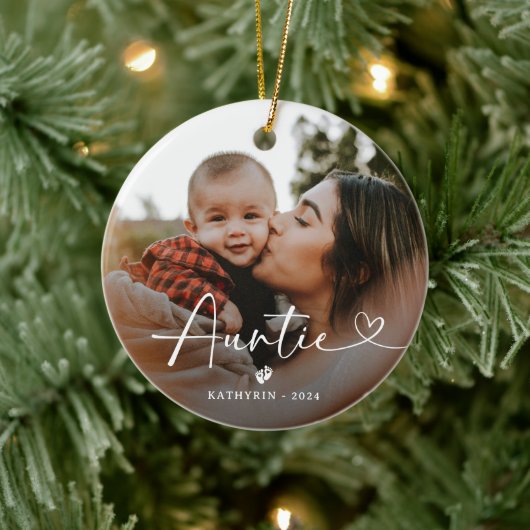 Modern Elegant Auntie Photo Keramisch Ornament (Boom)