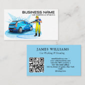 Modern elegant | Auto's wassen en automatisch QR-c Visitekaartje (Voorkant / Achterkant)