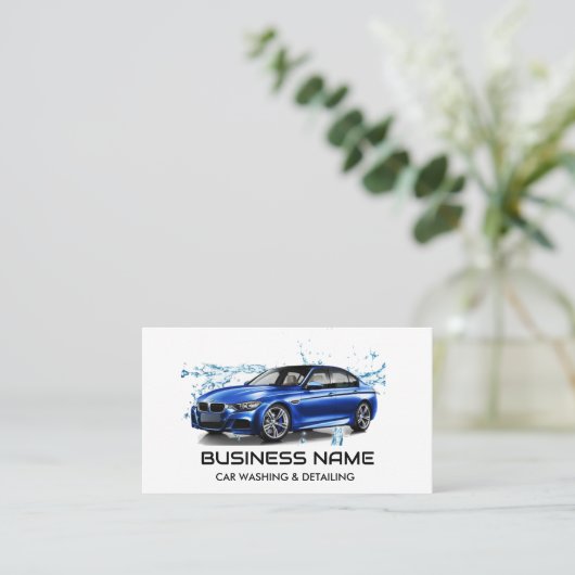 Modern elegant | Auto's wassen en automatisch QR-c Visitekaartje (Staand voorkant)