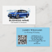 Modern elegant | Auto's wassen en automatisch QR-c Visitekaartje (Voorkant / Achterkant)