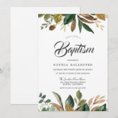 Modern Elegant Autumn Fall Leaves Baptisme Kaart (Voorkant / Achterkant)