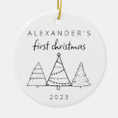 Modern Elegant Baby Eerste Kerstfoto Keramisch Ornament (Voorkant)