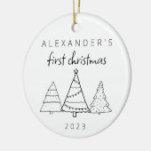 Modern Elegant Baby Eerste Kerstfoto Keramisch Ornament (Links)