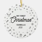 Modern Elegant Baby Eerste Kerstfoto Keramisch Ornament (Voorkant)