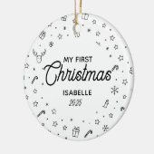 Modern Elegant Baby Eerste Kerstfoto Keramisch Ornament (Links)
