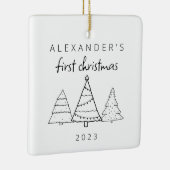 Modern Elegant Baby Eerste Kerstfoto Keramisch Ornament (Rechts)