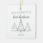 Modern Elegant Baby Eerste Kerstfoto Keramisch Ornament (Links)