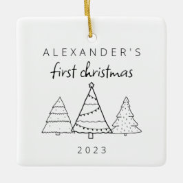 Modern Elegant Baby Eerste Kerstfoto Keramisch Ornament