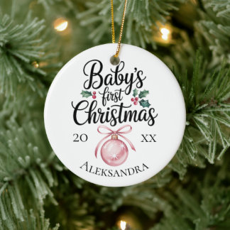 Modern Elegant Baby First Christmas Baby Gift Keramisch Ornament